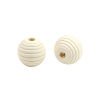 Imagen de Madera Espaciador Cuentas Óvalo Blanco Crema Raya Patrón Aprox 18mm x 17mm, Agujero: Aprox 4.6mm, 30 Unidades