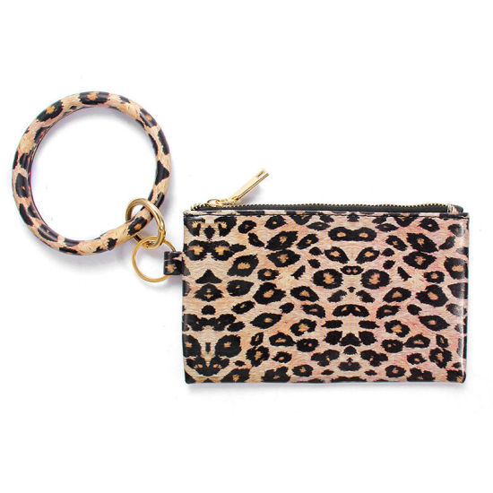 Picture of Brown & Black - Bracelet Hang Wallet Coin Purse Clutch Comstic Makeup Bag Tassel Wristlet Keychain