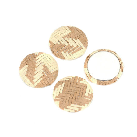 Zinc Based Alloy Embellishments Round Beige 25mm Dia, 4 PCs