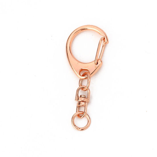 Picture of Iron Based Alloy Keychain & Keyring Drop Rose Gold 46mm x 18mm, 6 PCs