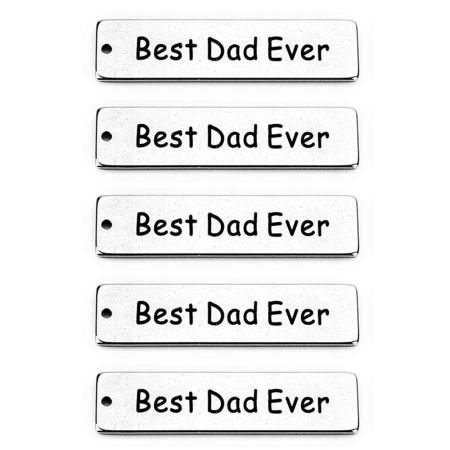 Silver ToneStainless Steel Father's Day English Alphabet Words Lettering Engraved Pendant Birthday Gift Key