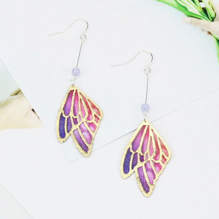 Fabric Earrings Butterfly Animal Round