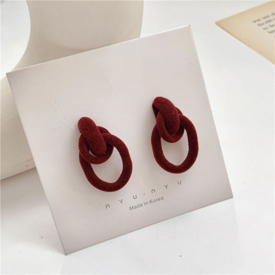 Picture of Ear Post Stud Earrings Wine Red Geometric 1 Pair