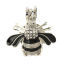 Image de Pendentifs Médaillon Porte Perle de Vœux en Alliage de Zinc Abeille Argent Mat Noir à Strass Transparent Email Pouvoir Ouvrir (Apparié à Perle: 8mm) 23mm x 22mm, 2 Pcs