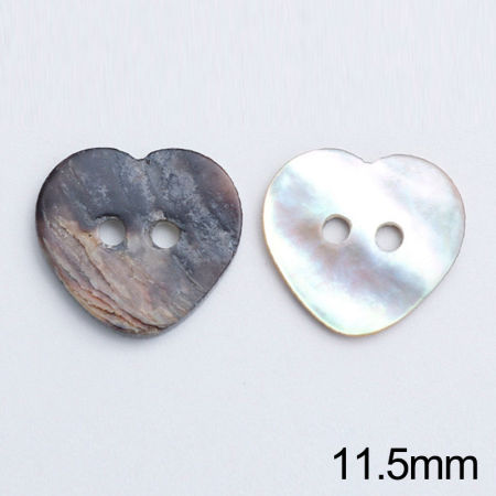 Natural Shell Sewing Buttons Scrapbooking Two Holes Heart 11.5mm Dia, 20 PCs