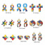 Image de Breloques Médical en Alliage de Zinc Rond  de Puzzle de Sensibilisation à l'Autisme Émail     