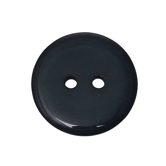 Picture of Resin Sewing Buttons Scrapbooking 2 Holes Round Navy Blue 20mm( 6/8") Dia, 100 PCs