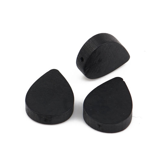 Picture of Natural Wood Spacer Beads Drop Black About 19mm x 16mm, Hole: Approx 1.1mm, 30 PCs