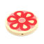 Picture of Natural Wood Spacer Beads Flat Round Red Flower About 30mm Dia., Hole: Approx 2.2mm, 10 PCs