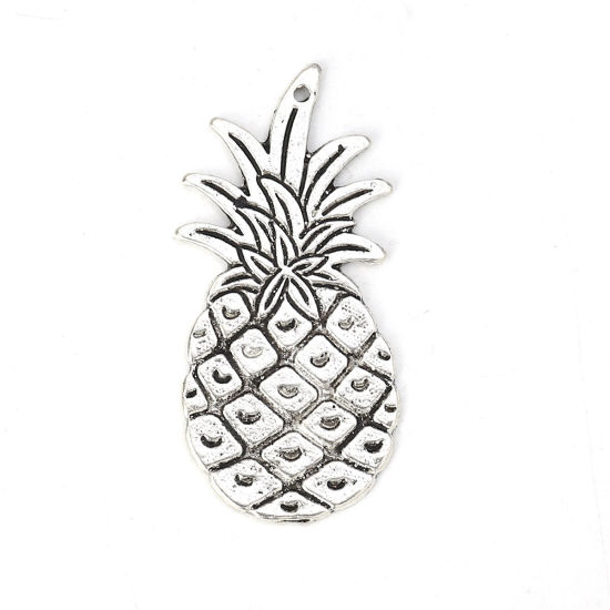 Image de Pendentifs en Alliage de Zinc Ananas Argent Vieilli 42mm x 20mm, 10 Pcs