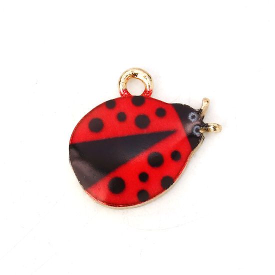 Picture of Zinc Based Alloy Charms Ladybug Animal Enamel