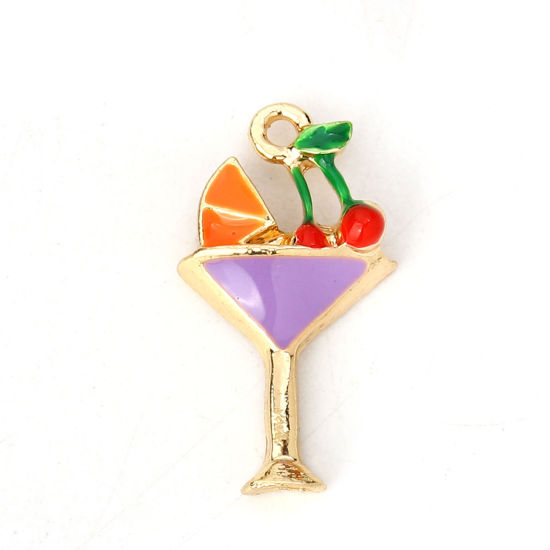 Picture of Zinc Based Alloy Charms Glass Multicolor Cherry Enamel