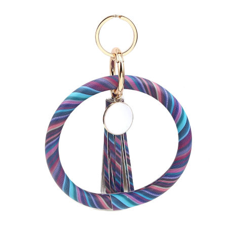 PU Leather Bracelets & Keychain Gold Plated Multicolor Tassel 21cm, 1 Piece