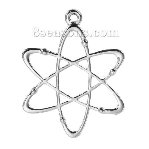 Imagen de Ciencia Química Colgantes Aleación del Cinc de Átom , Tono de Plata 33mmx 26mm, 10 Unidades