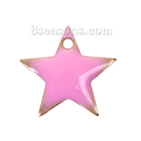 Brass Enamelled Sequins Charms Pentagram Star Unplated Enamel