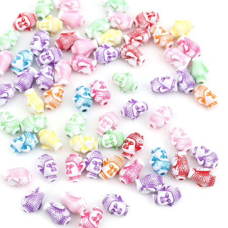 Смола религия Бусины Будда, Случайно 12мм x 10мм, Отверстие:примерно 1.8мм, 300 ШТ