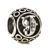Picture of Zinc Based Alloy European Style Large Hole Charm Beads Round Antique Silver Color Initial Alphabet/ Letter Message " F " Clear Rhinestone About 11mm Dia, Hole: Approx 5.1mm, 5 PCs