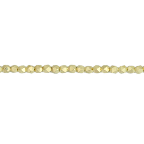 Picture of (Grade B) Hematite ( Natural ) Beads Polygon Light Gold About 3mm x 3mm, Hole: Approx 1mm, 40.5cm(16") - 40cm(15 6/8") long, 1 Strand (Approx 132 PCs/Strand)