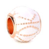Picture of Zinc Based Alloy European Style Large Hole Charm Beads Round Rose Gold Dot White Enamel About 11mm Dia, Hole: Approx 5.2mm, 5 PCs