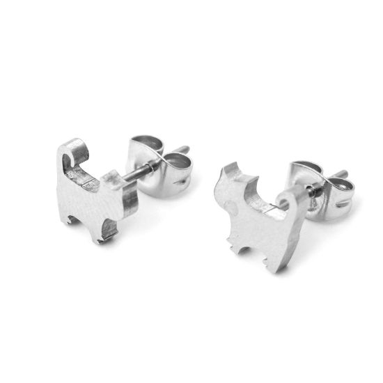 Picture of Stainless Steel Ear Post Stud Earrings Cat Animal
