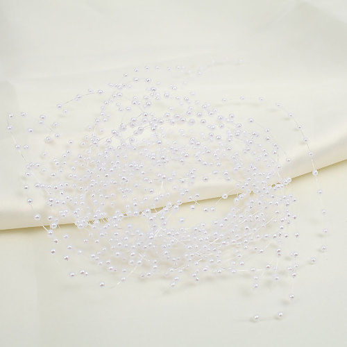 Imagen de Cuerda Acrílico de Blanco Imitación de perla 130cm, 10 Unidades