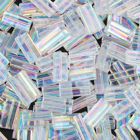 (Japón Importación) Vidrio Cuentas Rectángulo Transparente Luster AB Color Aprox 9mm x 4mm, Agujero: Aprox 0.6mm, 10 Gramos (Aprox 6 PCs/Gramo)