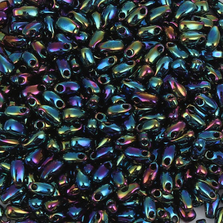 (Japón Importación) Vidrio Gota de Cuentas de Semillas de Flecos Azul Violeta Metálico AB Color 5.5mm x 3mm, 0.8mm, 10 Gramos 14