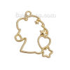 Picture of Zinc Based Alloy Open Back Bezel Pendants For Resin Horse Animal Gold Plated 37mm(1 4/8") x 28mm(1 1/8"), 5 PCs