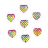 Picture of Resin Mermaid Fish/ Dragon Scale Dome Seals Cabochon Heart Fuchsia AB Color 12mm( 4/8") x 12mm( 4/8"), 100 PCs