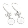 Picture of 316 Stainless Steel Earrings Bowknot Silver Tone Round Cabochon Settings (Fits 12mm Dia.) 49mm(1 7/8") x 14mm( 4/8"), Post/ Wire Size: (21 gauge), 10 PCs