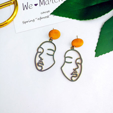 Earrings Olive Green Face 50mm x 25mm, 1 Pair
