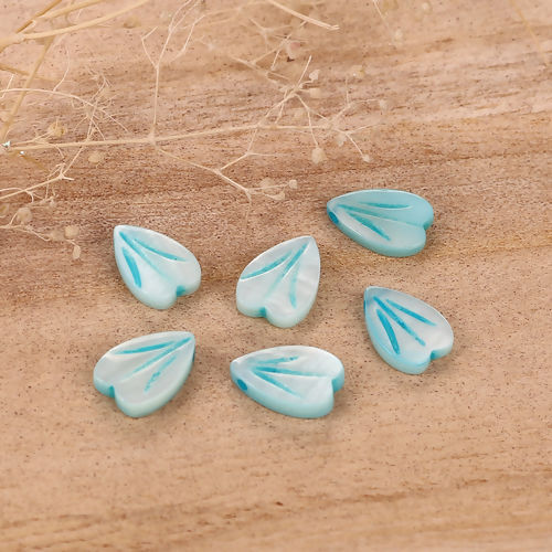 Picture of Natural Shell Loose Beads Petaline Blue About 12mm x9mm - 11mm x8mm, Hole:Approx 0.9mm, 5 PCs