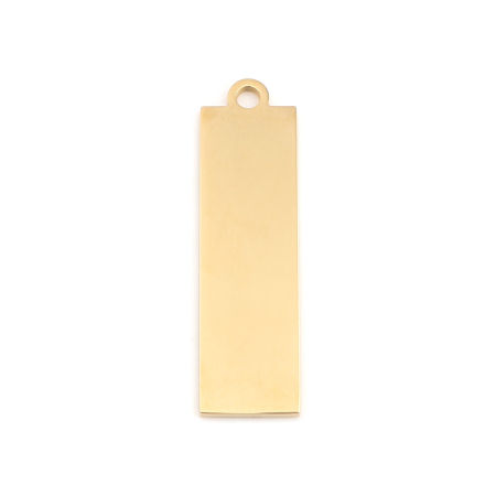 304 Stainless Steel Pendants Rectangle Gold Plated Blank Stamping Tags 40mm x 11mm, 1 Piece
