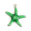 Imagen de 304 Acero Inoxidable Joyería del océano Colgantes Charms Estrella de mar Tono de Plata Verde Esmalte 22mm x 20mm, 10 Unidades