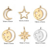 Bild von Messing Galaxis Charms Rund Echtgold plattiert Stern 18mm x 15mm, 3 Stück