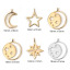 Image de Breloques Galaxie en Laiton Rond Plaqué Or Véritable Etoile 18mm x 15mm, 3 Pcs