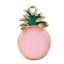 Picture of Zinc Based Alloy Charms Pineapple/ Ananas Fruit Gold Plated Light Pink Enamel 25mm x 15mm, 10 PCs