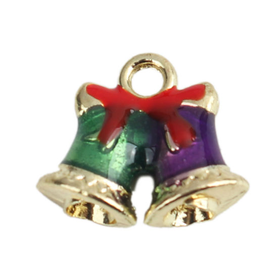 Picture of Zinc Based Alloy Charms Christmas Jingle Bell Enamel