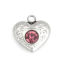 Imagen de 304 Acero Inoxidable Colgantes Charms Corazón Tono de Plata Amatista Rhinestone 13mm x 12mm, 5 Unidades