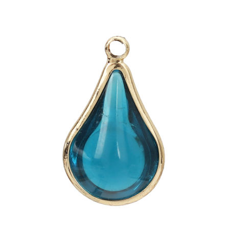 Brass Glass Charms Drop Peacock