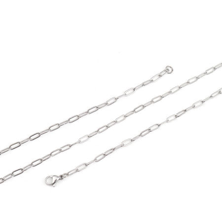 Stainless Steel Paperclip Chains Link Cable Chain Necklace Oval