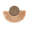 Picture of Polyester Tassel Pendants Half Round Light Coffee Champagne Rhinestone 83mm x 61mm(2 3/8"), 5 PCs