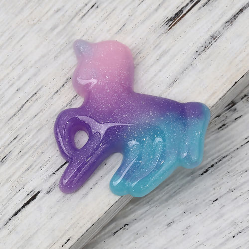 Picture of Resin Dome Seals Cabochon Horse Multicolor Glitter