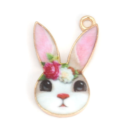 Zinc Based Alloy Charms Rabbit Animal Enamel