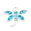 Immagine di Lega di Zinco Insetto Charms Farfalla Tono Argento Zaffiro Chiaro Strass 21mm x 18mm , 5 Pz