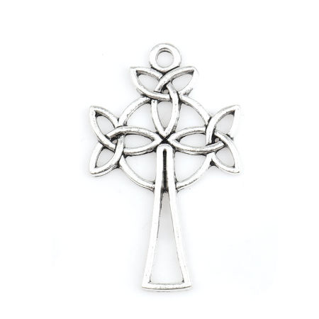 Zinc Based Alloy Celtic Knot Pendants Cross Flower Leaves