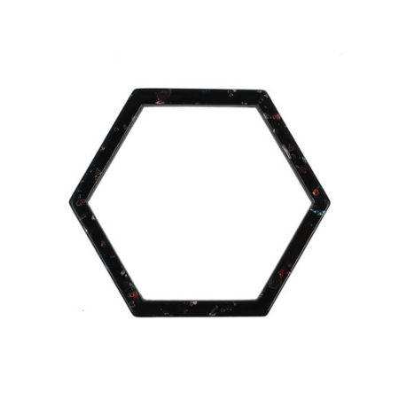 Acrylic Connectors Hexagon Black Sequins 34mm x 30mm, 10 PCs