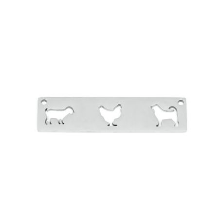 Image de Connecteurs en 201 Acier Inoxydable Silouette d'Animal Rectangle Argent Mat Animal 38mm x 10mm, 2 Pcs
