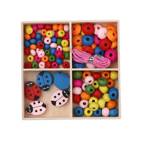 Natural Wood Spacer Beads Round Multicolor Ladybird About 6mm Dia, 20mm x 15mm, Hole: Approx 2.7mm - 1.8mm, 1 Box