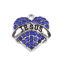 Picture of Zinc Based Alloy Charms Heart Silver Tone Message " JESUS " Blue Rhinestone 20mm x 20mm, 2 PCs